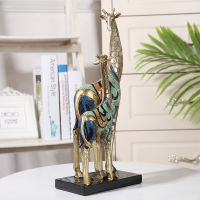 Colourful Pattern Mom Giraffe Figurine Glass Latticed Resin Giraffe Baby Miniature Decor Mothers Day Gift Ornament Furnishing