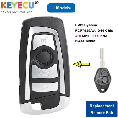 KEYECU EWS กุญแจรถยนต์รีโมทพลิกดัดแปลงสำหรับ BMW E38 E39 E46 M5 X3 X5 Z3 Z4 315Mhz/ 433Mhz-ชิป ID44 PCF7935AA-HU58