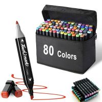 24-80สี Set Pulpen เครื่องเขียนมันสำหรับวาดสองหัวร่างปลายน้ำมันตามเครื่องหมายกราฟฟิตีโรงเรียนศิลปะของใช้มังงะ