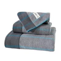 Blue Striped Towel Sets of 3 Pieces Bath Towel Pure Cotton Face Towel Pink Striped Hair Towels Gray Square Towels Men Towel Sets