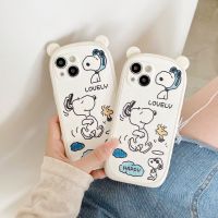 เคสโทรศัพท์มือถือ ลายการ์ตูน Snoopy 3 มิติ แต่งหูหัวใจน่ารัก สําหรับ iPhone 13 Pro Max 12 Pro Max 11 Pro Max X Xs Max XR 7 Plus 8 PlusTH