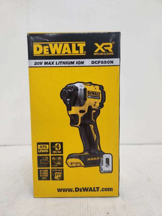 ไขควงกระแทกไร้สาย-20v-xr-li-lon-หัวจับดอก-1-4-แรงบิด-205n-m-มอเตอร์บัสเลส-dewalt-รุ่น-dcf850n-รับประกัน-3ปี