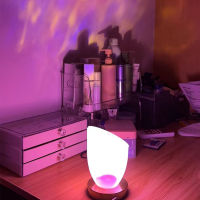 Rotating Water Ripple Night Light Creative Bedroom Bedside Table Lamp Flame Atmosphere Lamp Dynamic Desk Lamps Room Decoration