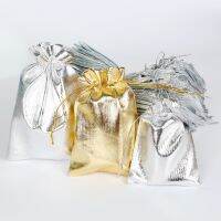 10pcs/lot Gold Silver Color Drawstring Organza Bag Jewelry Packaging Bag Christmas Decoration Wedding Favor Pouches &amp; Gift Bags Gift Wrapping  Bags