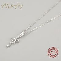 Ailmay Authentic 925 Sterling Silver Personality Snake Pendant Necklace For Women Minimalist Fine Jewelry 2021 New Style