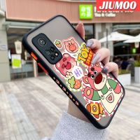 เคส JIUMOO สำหรับ Xiaomi 10T 10T 10T Pro Redmi เคส K30s ลายหมีสตรอเบอร์รี่การ์ตูนบางขอบสี่เหลี่ยมด้านข้างดีไซน์ใหม่กันกระแทกมีน้ำค้างแข็งโปร่งใสแข็งเคสมือถือปลอกซิลิโคนคลุมทั้งหมดเคสป้องกันกล้องแบบนิ่ม