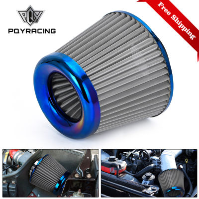 Burnt Blue Neck 3 "76Mm High Flow Cold Air Intake Air Filter Power Intake Air Inlet System หัวเห็ดเครื่องฟอกอากาศ Universal