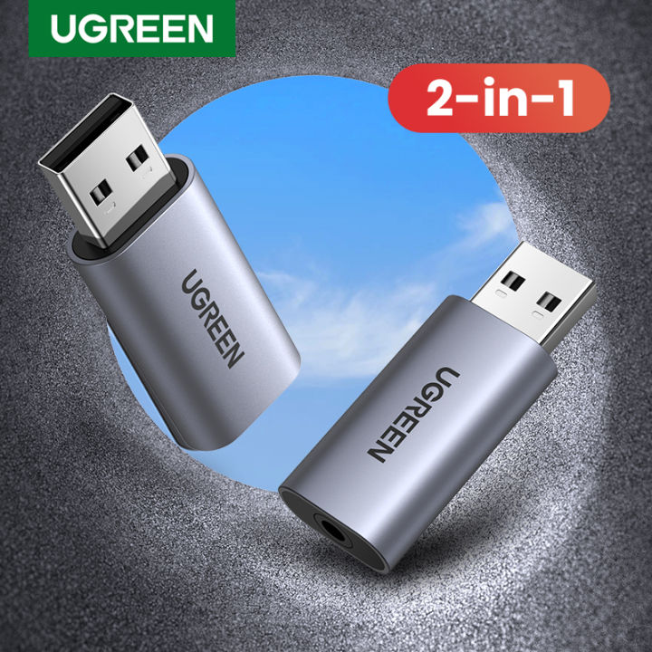 มาใหม่ UGREEN USB to Audio Jack การ์ดเสียงภายนอก USB 3.5 มม. อะแดปเตอร์เสียง 2 in 1 USB ถึง 3.5 มม. TRRS อะแดปเตอร์หูฟัง ไมโครโฟน แจ็คสเตอริโอ อะลูมิเนียม เข้ากันได้กับ PS5 PC Windows Mac Linux แล็ปท็อปเดสก์ท็อป