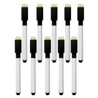 10pcs black School classroom Whiteboard Pen Dry White Board Markers Built In Eraser Student childrens drawing pen
