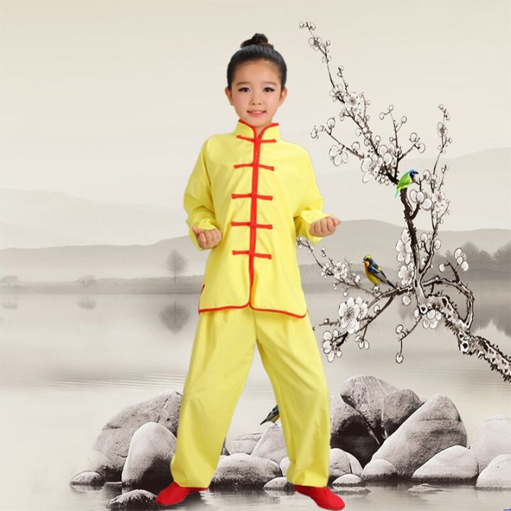 ชุดวูซูสำหรับเด็กชุดเชียร์ลีดเดอร์กังฟูเสื้อแขนสั้นนักเรียนไทชิ