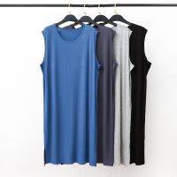 Modal Men S Pajama ชุดนอนสำหรับเสื้อกั๊กฤดูร้อนสไตล์แขนกุดยาวเสื้อคลุมอาบน้ำขนาดใหญ่หลวมนุ่มสบาย Night Dress
