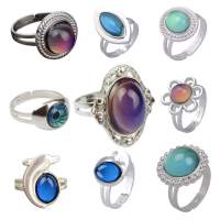 Fashion Temperature Mood Ring For Women Men Colors Discoloration Retro Adjustable Animal Love Heart Automatic Transform Jewelry