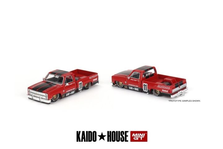 pre-ordina-kao-house-x-mini-gt-silverado-รถกระบะ-kaido-v1สีแดง-11รถโมเดล-diecast