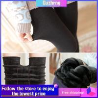 GUZHRNG Warm Knitted Fleece Velvet Elastic Thick Cashmere Tights Leggings