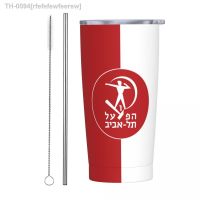 ✲○♝ rfefefewfeerew Hapoel Tel Aviv Duplas Tumbler 20oz Tumbler com Tampas e Palhas Aço Inoxidável Isolados A Vácuo Caneca De Viagem Copo Café