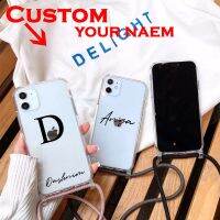 {OLI STUDIO}ภาพโลโก้ชื่อที่กำหนดเองเคสใสพร้อมสลิงสำหรับ Iphone 1311Mini 7 8 6 6S Plus X XR XSPhone Case DIY