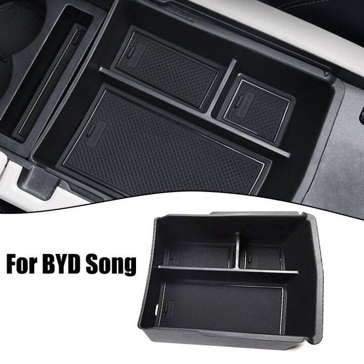 สำหรับ-byd-song-storage-ใช้งานง่ายใช้งานได้จริงติดตั้งอย่างรวดเร็ว1pc-abs-black-สำหรับ-byd-song-plusdmiev