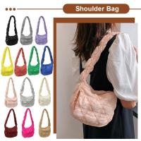 ?Quick Arrival?Women Travel Handbags Embroidery Thread Cloud Pleated Ladies Tote Bags Quilted Fashion Solid Color Nylon Designer Handbags?Arrive 1-3 Days?