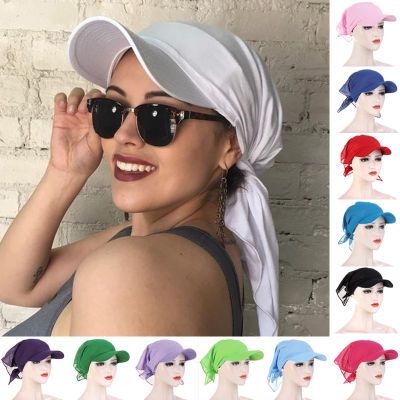 Xinyi3 1 PC Pure สีผ้าพันคอ Turban หมวก Sun Visor Pre-Tied Durag Brim หมวก Hijab ผู้หญิงกลางแจ้งมุสลิมชายหาดวันหยุด