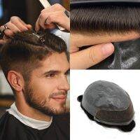 Swiss Lace Mens Toupee Lace Front Men Wig Replacement System Human Hair Durable Hairpieces Toupee For Men Bleached Knots Gift ของขวัญ ของขวัญ