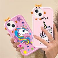 เคสลายยูนิคอร์นน่ารักสำหรับ IPhone 14 13 12 11 Pro Promax 14Plus X XS XR XSMAX 7 8 6 Plus + SE 2020 2022เคสสไตล์หูกระต่ายเคสครอบโทรศัพท์