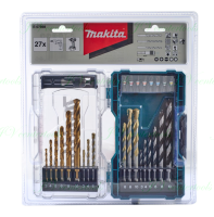 Makita E-07098 ชุดดอกเหล็ก + ปูน + ไม้ + ดอกไขควง + แกน (27PCS)