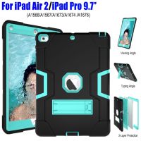 เกราะเคสสำหรับไอแพดกันกระแทกซิลิโคน TPU หน้าที่หนักนิ้ว Air2 / iPad Pro 9.7 + PC ขาตั้งแบบแข็ง