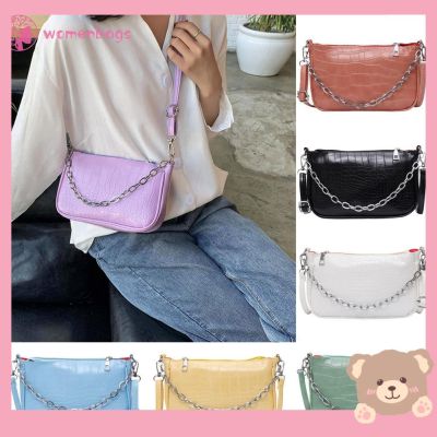✿WB✿R PU Leather Crossbody Bags Women Chain Stone Pattern Shoulder Messenger Bag
