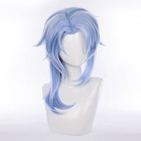 New Genshin Impact - Kamisato Ayato Wig Cosplay Anime Blue Hair Costume Wigs Fluffy Hairpiece Halloween