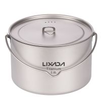 [COD]Lixada 2.8L หม้อไทเทเนียมเบาพกพาแขวนหม้อที่มีฝาปิดกลางแจ้งตั้งแคมป์เดินป่าแบกเป้