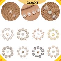 CHONGXI 10PCS งานฝีมือ DIY เครื่องประดับหมวก คริสตัล เครื่องประดับศีรษะ กิ๊บติดผมไข่มุก ปุ่ม Rhinestone กระดุมมุก