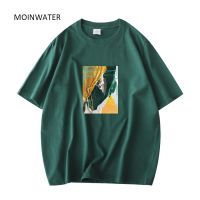 MOINWATER เสื้อยืดภาพพิมพ์ศิลปะสีเขียวเข้มผู้หญิงแบบสตรีทเสื้อเก๋สำหรับผู้หญิงเสื้อสตรีเสื้อยืดผ้าฝ้ายสีกากีสีขาวสำหรับ MT22015ฤดูร้อน