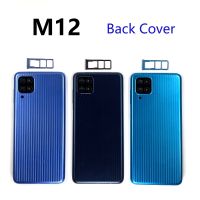 การเปลี่ยนฝาแบตเตอรี่แผงฝาหลังเหมาะสำหรับ Samsung Galaxy M12 SM-M127F SM-M127G ช่องใส่ซิมการ์ดด้านหลังพลาสติก