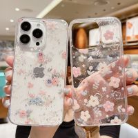 Shining Glitter Star Flowers Case For Iphone 14 13 12 11 Pro XS Max X XR 7 8 Plus SE 2022 Ultra-thin Transparent Soft Tpu Cover