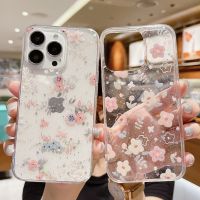 【CC】 Glitter Star Flowers Iphone 14 13 12 XS X XR 7 8 SE2 Ultra-thin Transparent Soft Tpu Cover