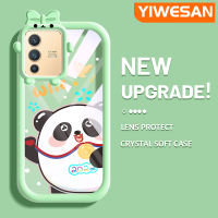 YIWESAN เคสสำหรับ VIVO V23 5G S12 5G V23i 5G เคสการ์ตูนน่ารักลายกีฬาแพนด้าสร้างสรรค์ป้องกันเลนส์กล้องรูปสัตว์ประหลาดน้อยน่ารักเคสโทรศัพท์โปร่งใสเคสซิลิโคนนิ่มกันกระแทกแบบใสปลอก