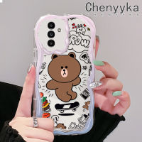 Chenyyka เคสปลอกสำหรับ Samsung กาแลคซี A13 A13 5G A14 A04s ลายหมีสีน้ำตาลน่ารักสีสันสดใสขอบลอนเนื้อครีมเคสโทรศัพท์โปร่งใสกันกระแทกเคสนิ่มเรียบง่ายปลอกป้องกันซิลิโคนใส