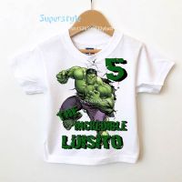 1 2 3 4 5 6 7 8 9 Year Marvel Hulk Birthday Boys Shirts Personalize Name Boys Tops New Super Hero Short Sleeve Children Tshirts