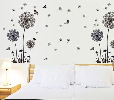 "Butterfly Flying In Dandelion " Bedroom Living-room Style Wall Stickers Design PVC Wall Decals