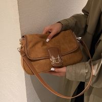 Autumn and winter retro bags 2023 new bags womens bags versatile ins crossbody bag casual suede single shoulder small square bag 【JYUE】