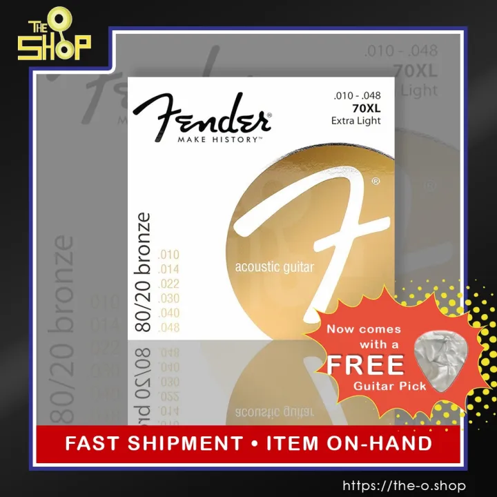 Philippine spot new Acoustic Guitar Strings By Fender (70XL) Complete 6pcs Full Set Extra