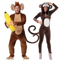 New brown monkey dungarees animal pajamas winter onesie s halloween banana cosplay dress party present for women