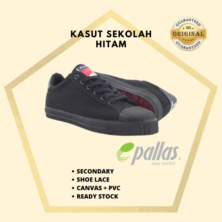 Original Jenama Pallas Rejam Kasut Sekolah Hitam Bertali 001bk Baju