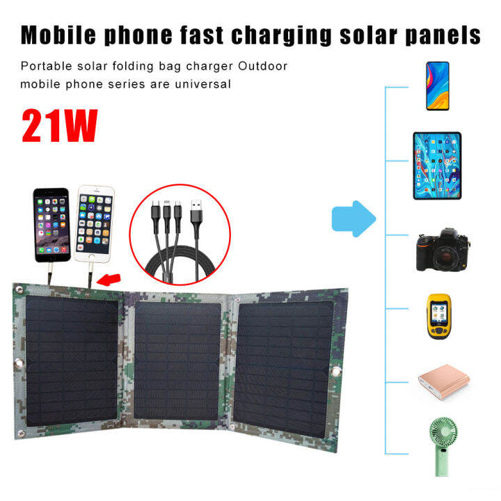 Portable 21W Foldable Solar Panels USB Waterproof 5V Folding Solar ...