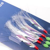 5 PCS Mackerel Barbed Hook Bass Cod Lures Sea Fishing Rigs Tackle Boat Fishing Hook With Thread Feather Roped Sea Fishinhook Accessories