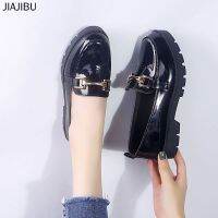 34-46 British College Student Leather Shoes for JK Uniform Korean Fashion Thick Bottom Mary Heel Round Scalp Non-slip Platform Commuting Patent Peas mules