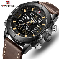 NAVIFORCE นาฬิกาสำหรับผู้ชายแบรนด์หรูชั้นนำนาฬิกาควอตซ์กันน้ำหนังกีฬาทหารนาฬิกาสำหรับผู้ชายวันที่ Reno Masculino