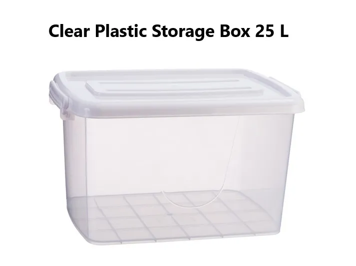 Clear Plastic Storage Box On White Background Stock Photo