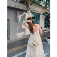 Spot parcel postHAONGXING Beautiful Suspender Dress Summer Sweet Design French Long Dress Seaside Vacation Figure Show