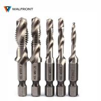 Walfront 1/4 "ก้านหกเหลี่ยมหัวเจาะเมตริก Hss สกรูเกลียวแตะเรียวดอกสว่านเมตริกสว่านหัวเจาะคอมโพสิต M4 M5 M6 M10 M8